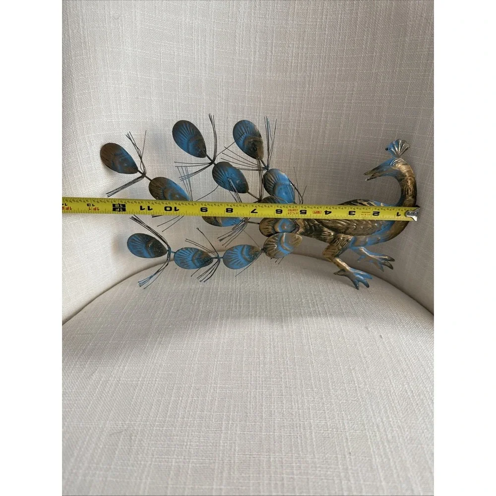 Set Of 4 Peacocks Wall Hangings Art Metal/Tin‎ Turquoise Blue/Gold Hong Kong